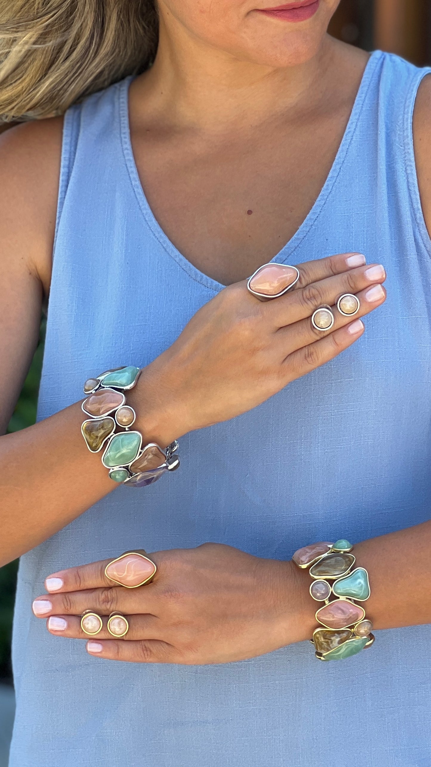 Colorful Acrylic Silver Bracelet