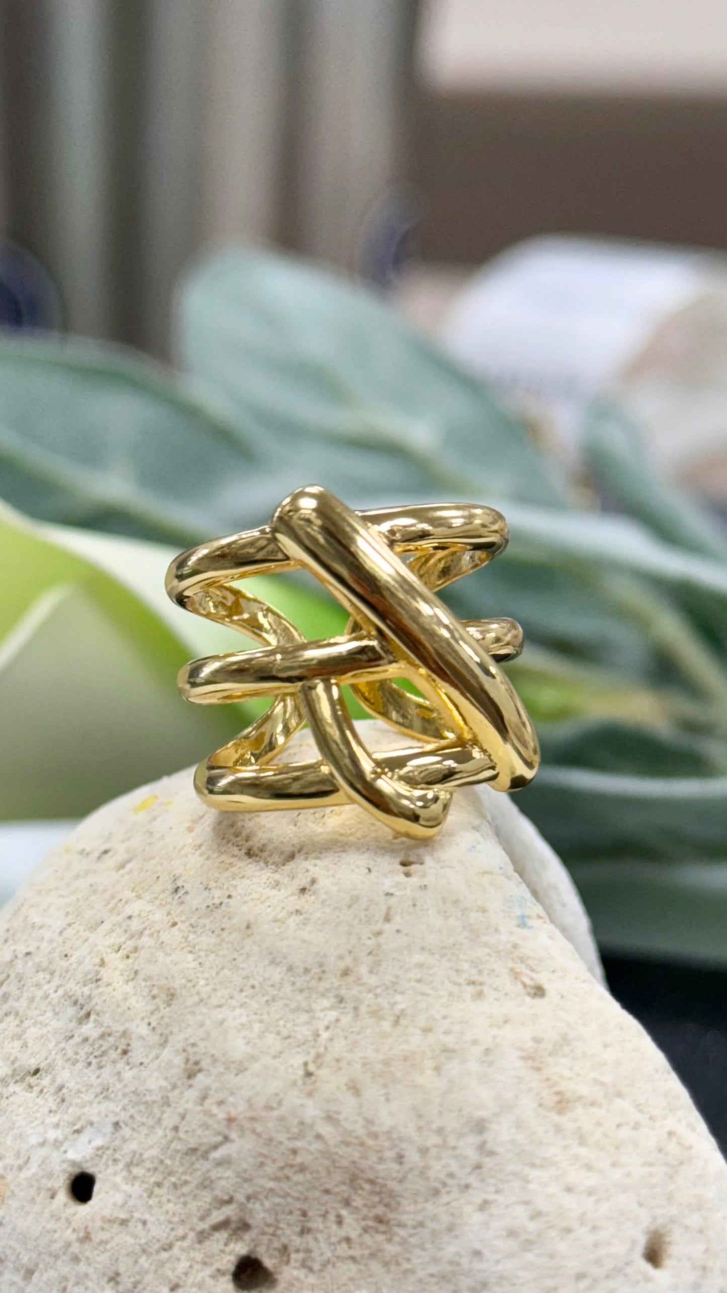 Multi Line Gold Ring