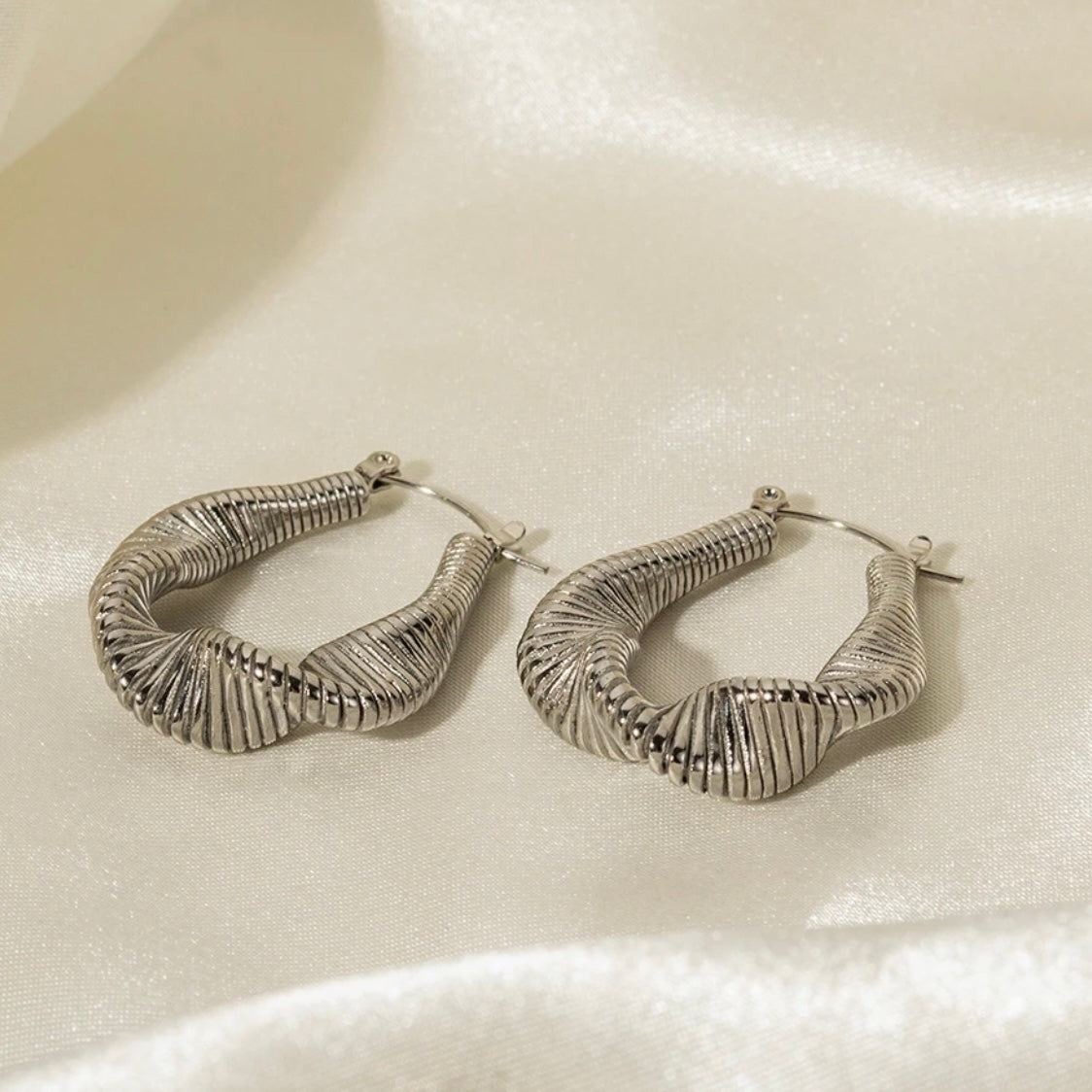 Twist Spring Silver Earrings