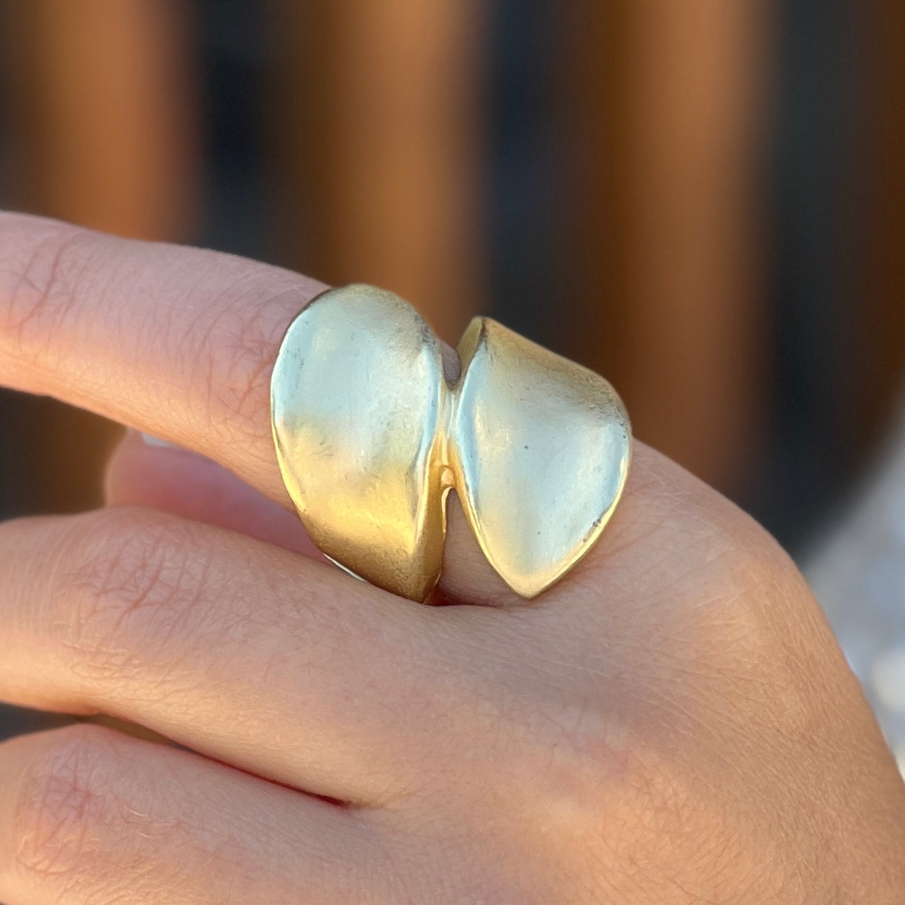 Gold Ring With Big Drop Shape