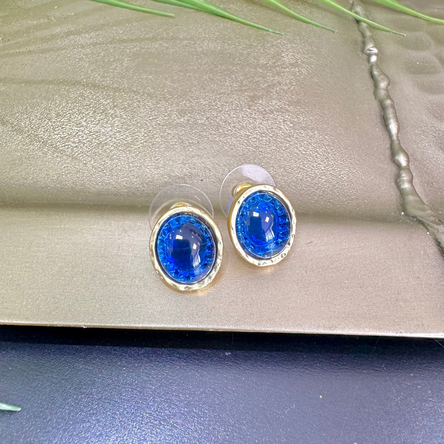 Blue Stone Gold Earrings