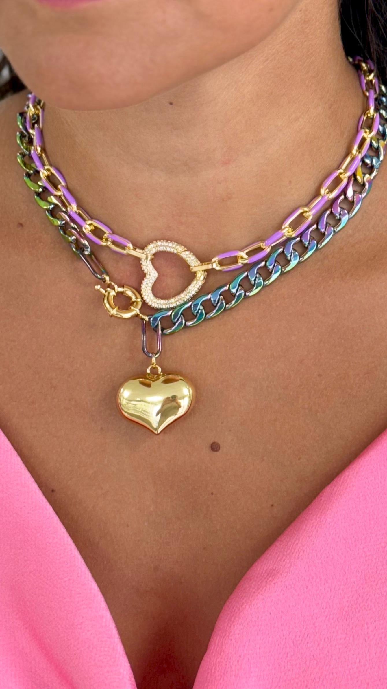 Litmus Necklace Gold Heart Bubble