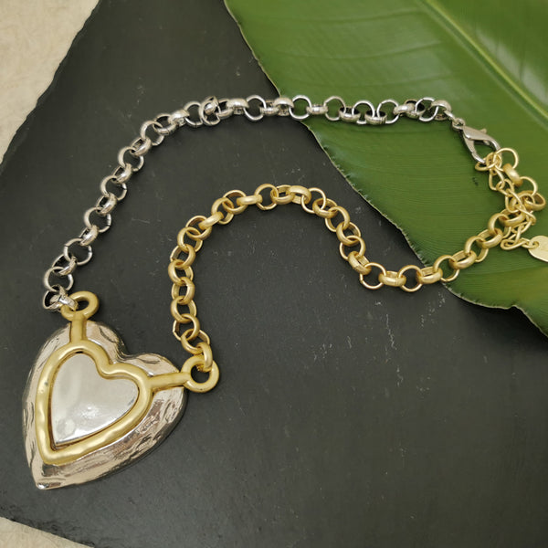 Two tone Heart Necklace