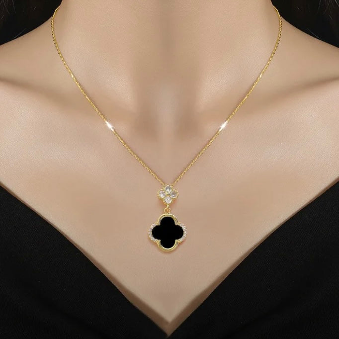 Black Clover Zirconia Gold Necklace