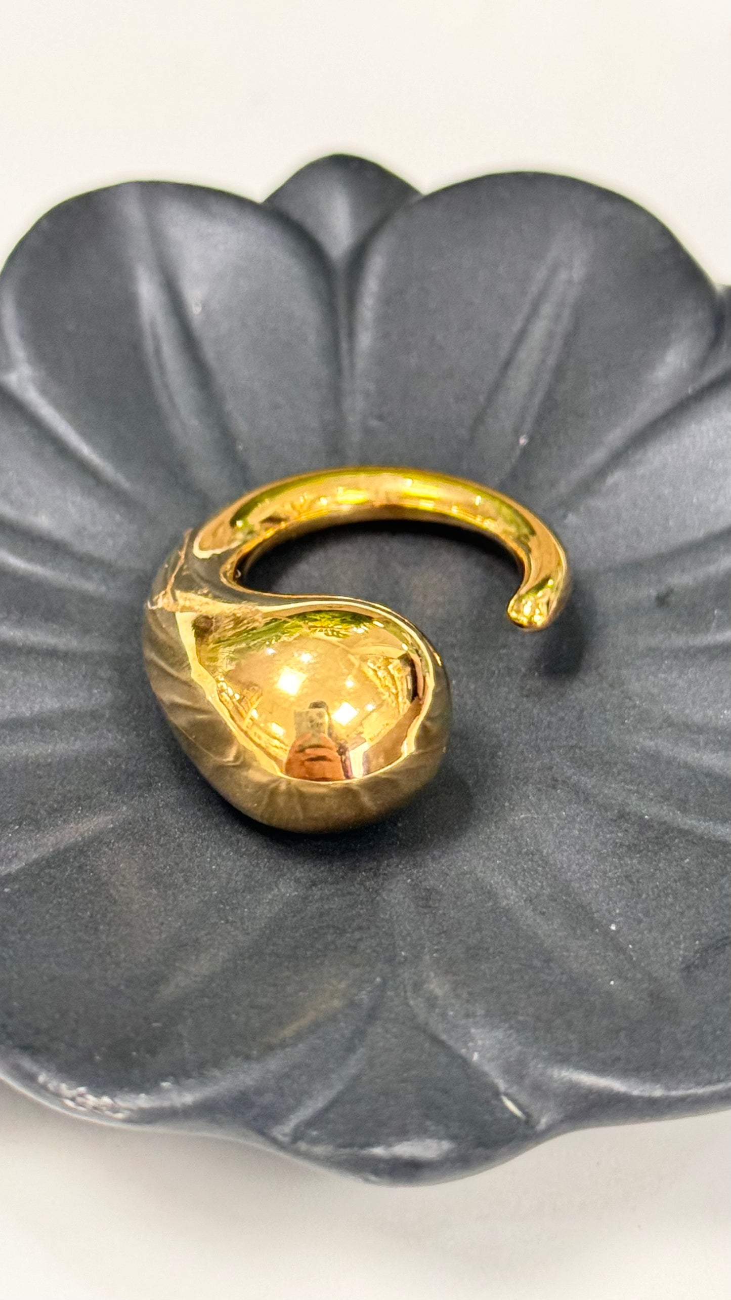 Big Half Drop Gold Ring