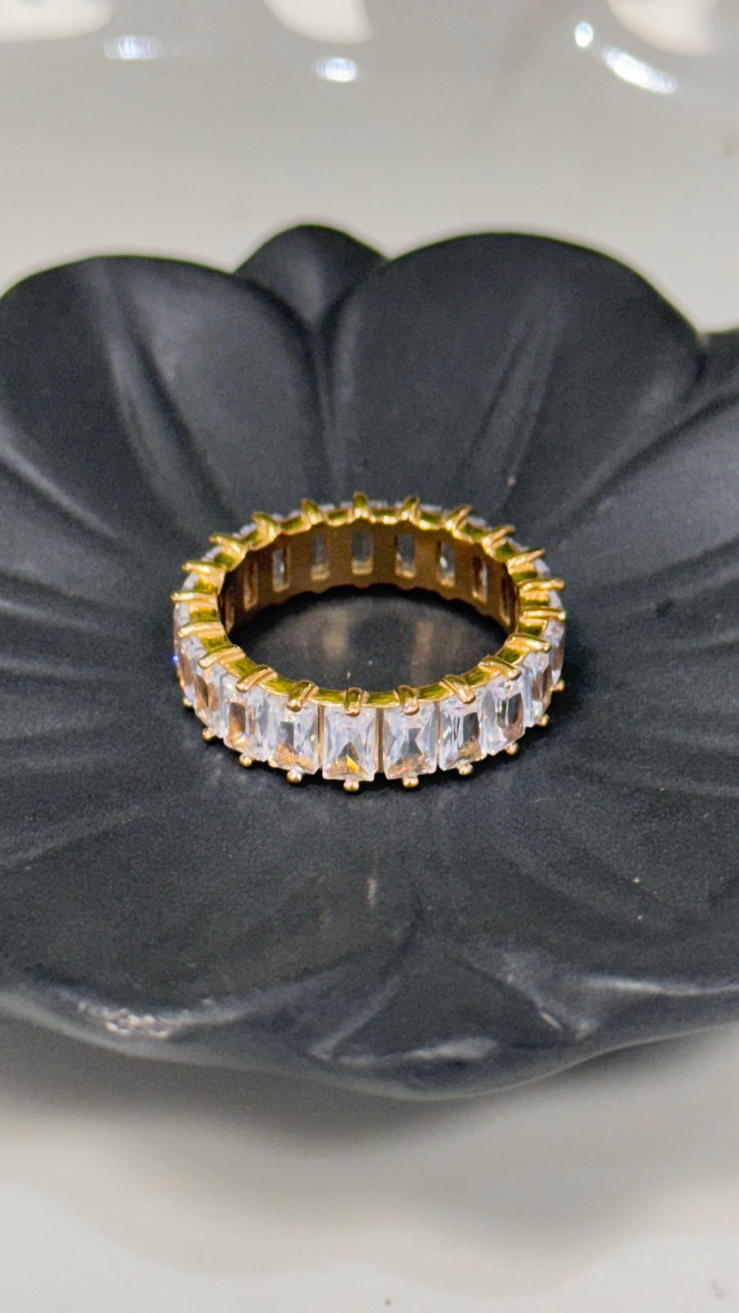 Bold Clear Baguette Gold Ring