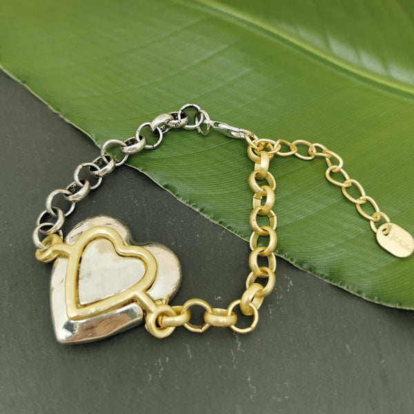 Two Tone Heart Bracelet