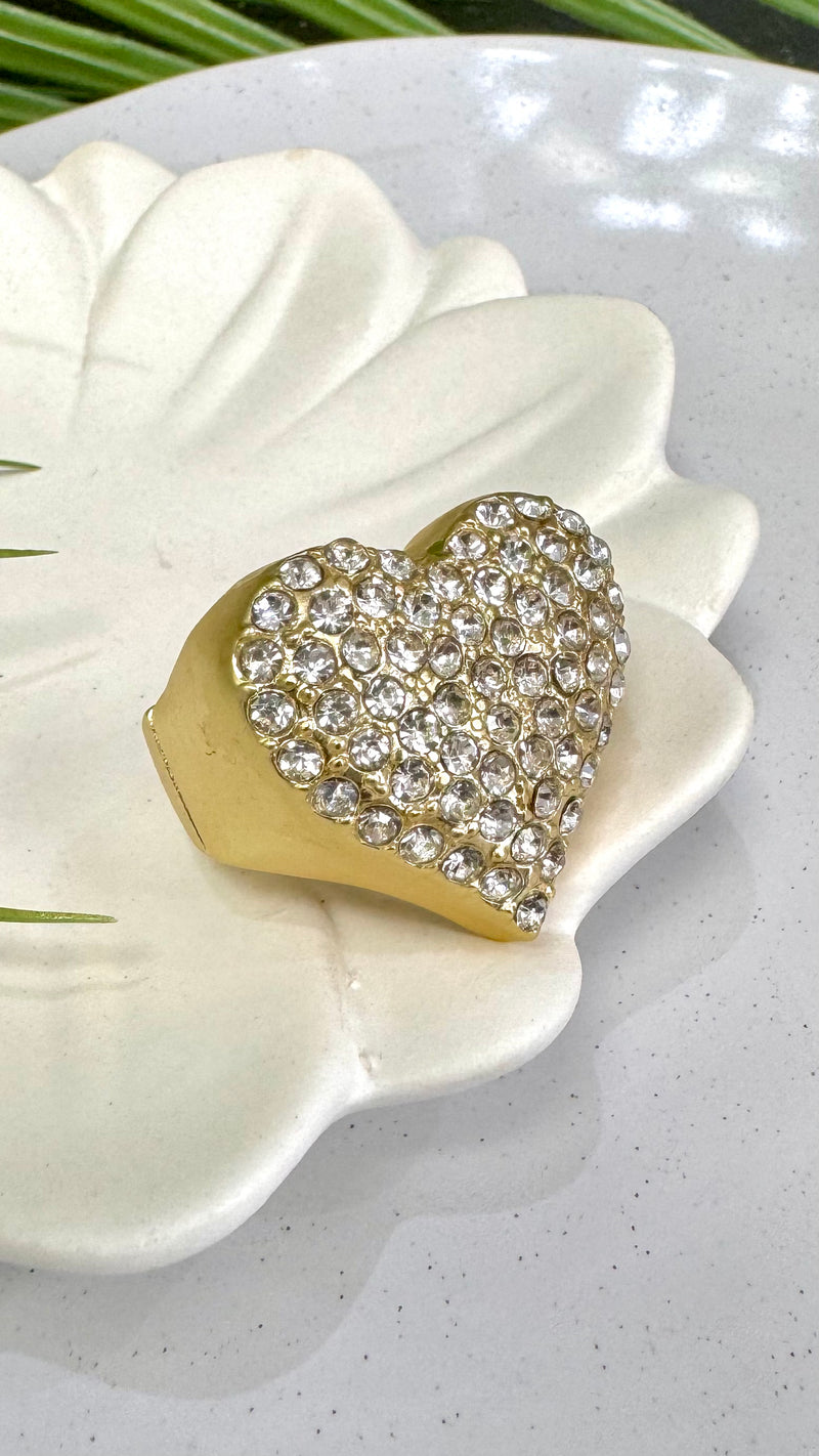 Bold Quartz Heart Gold Ring