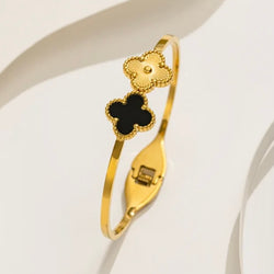 Black Clover Cuff Gold Bracelet