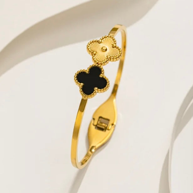 Black Clover Cuff Gold Bracelet