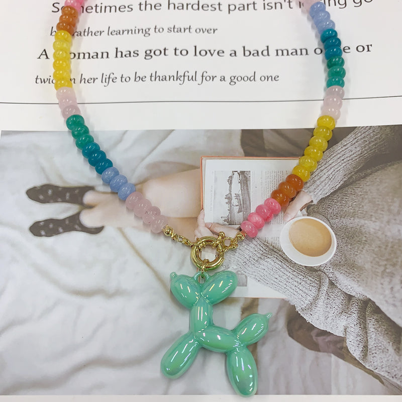 Colorful Necklace With Bubble Dog