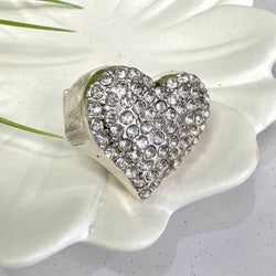 Bold Quartz Heart Silver Ring