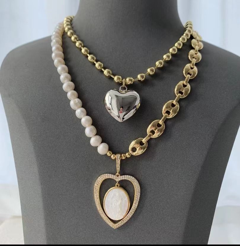 Bubble Silver Heart Gold Necklace