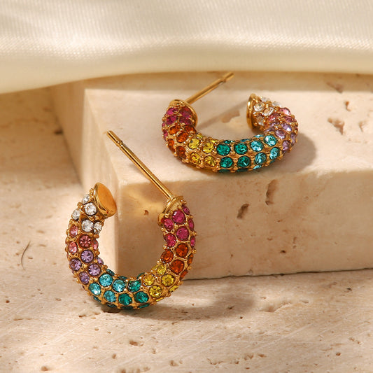 Rainbow Quartz Gold Earrings