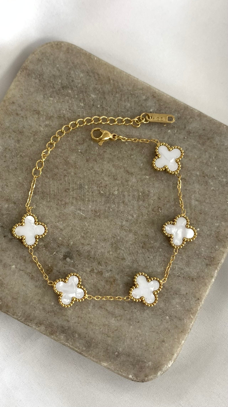 White Clover Gold Bracelet