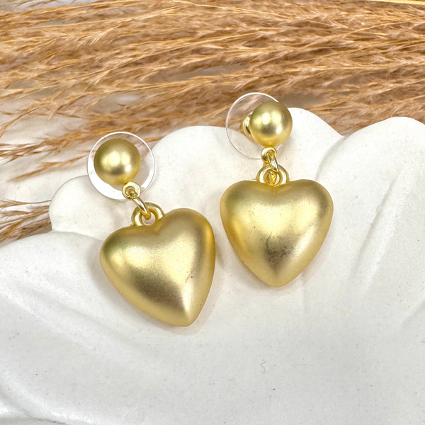 Bubble Heart Stud Gold Earrings