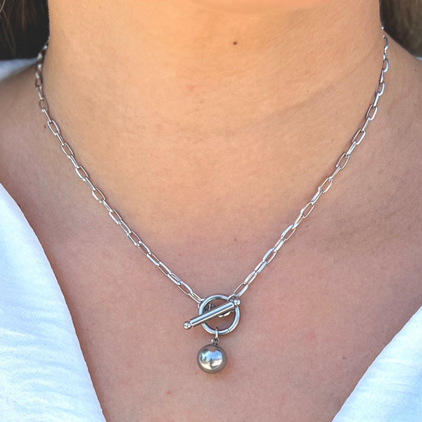 Ball Charm Silver Chain Necklace
