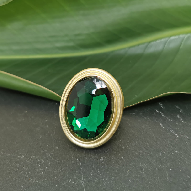 Oval Green Quartz Gold Ring