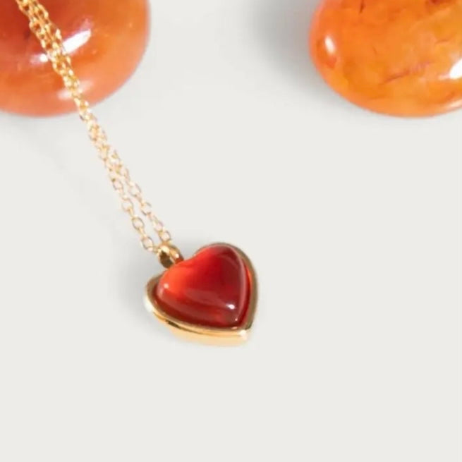 Petit Red Heart Gold Necklace