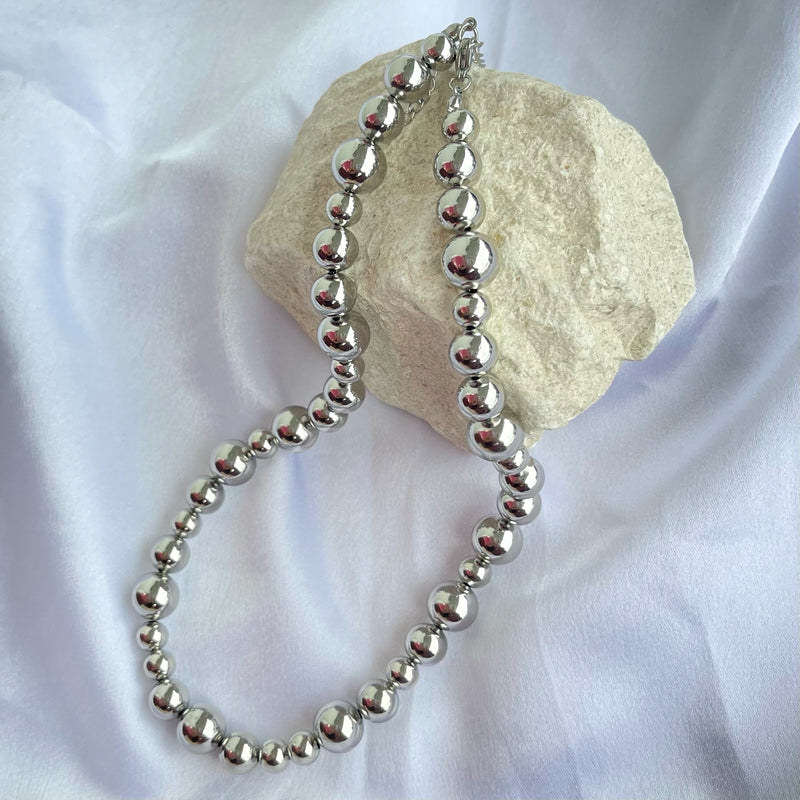 Globe 2 Size Silver Necklace