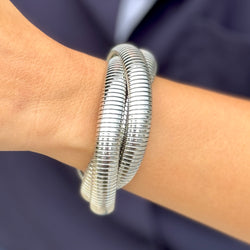 Multi Thick Springs Silver Bracelet
