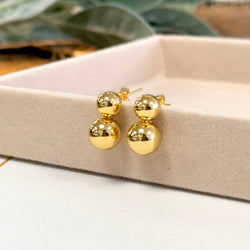 Two Small Balls Gold Earrings