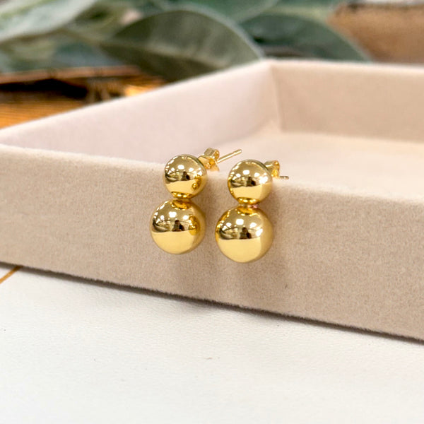 Two Small Balls Gold Earrings