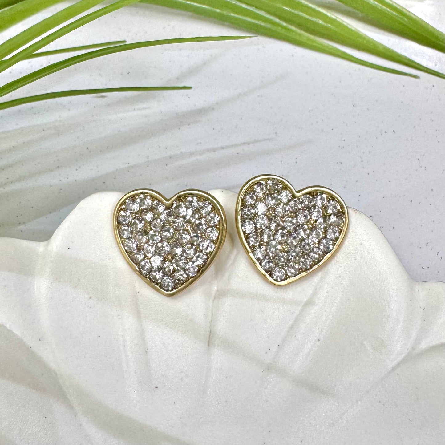 Crystal Heart Gold Earring