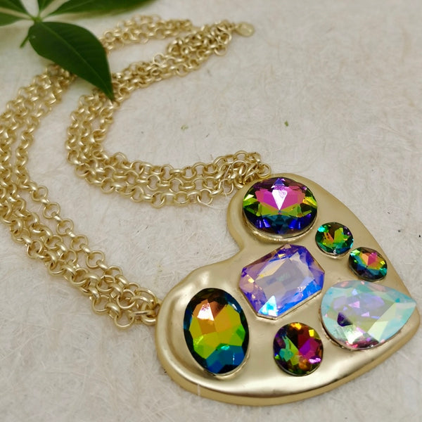 Multicolor Gold Heart Necklace