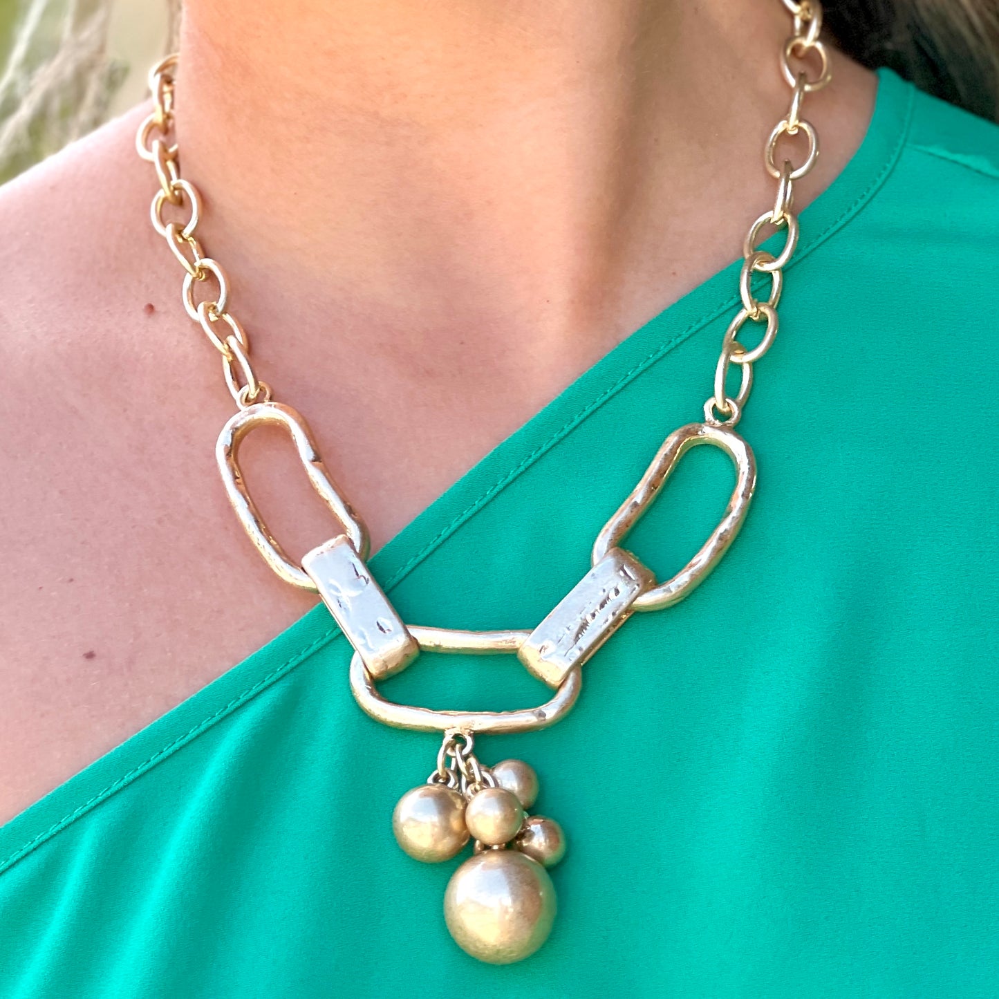 Gold Necklace With Hanging Balls