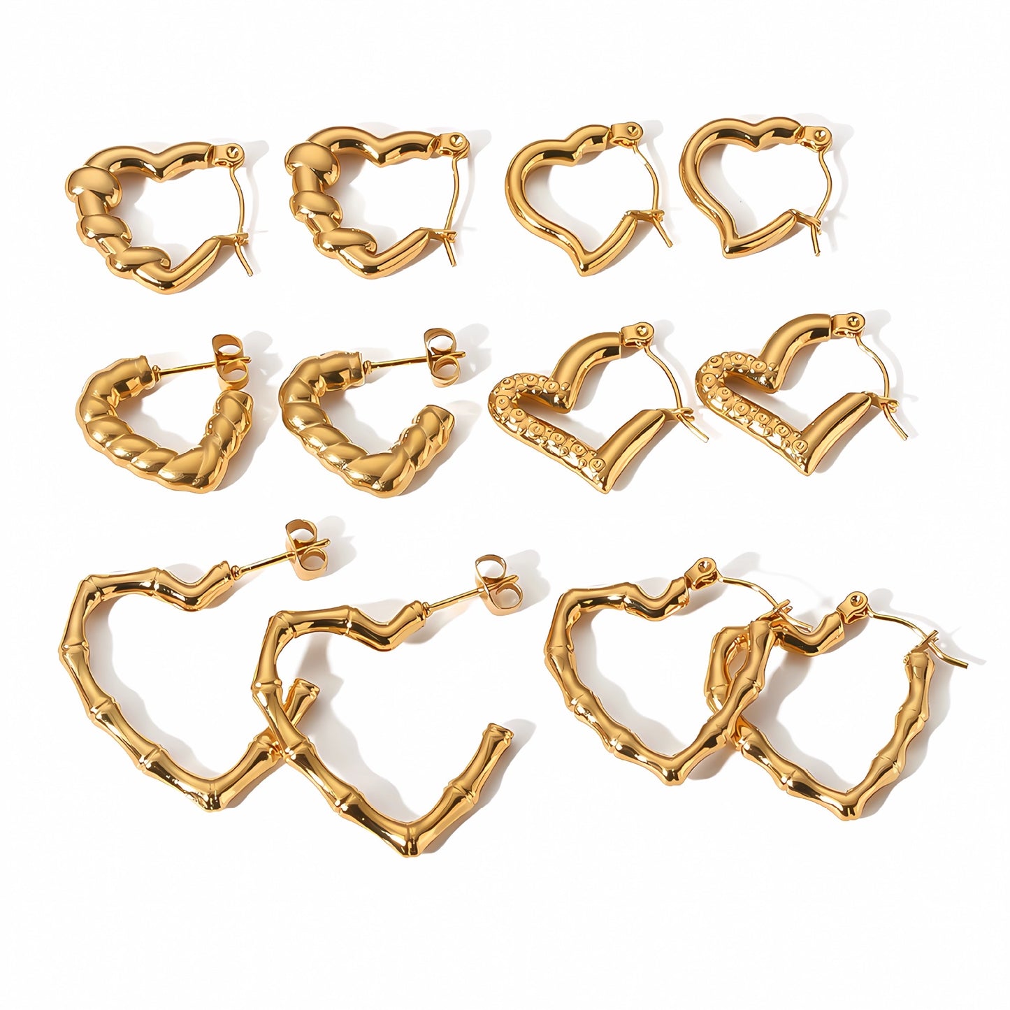 Slice Heart Gold Earrings