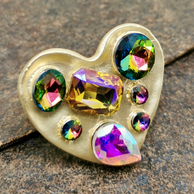 Multicolor Gold Heart Ring