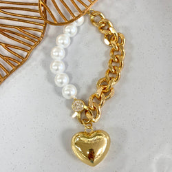 Half Chain Pearl Gold Bracelet