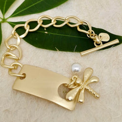 Stamp Dragonfly Gold Bracelet