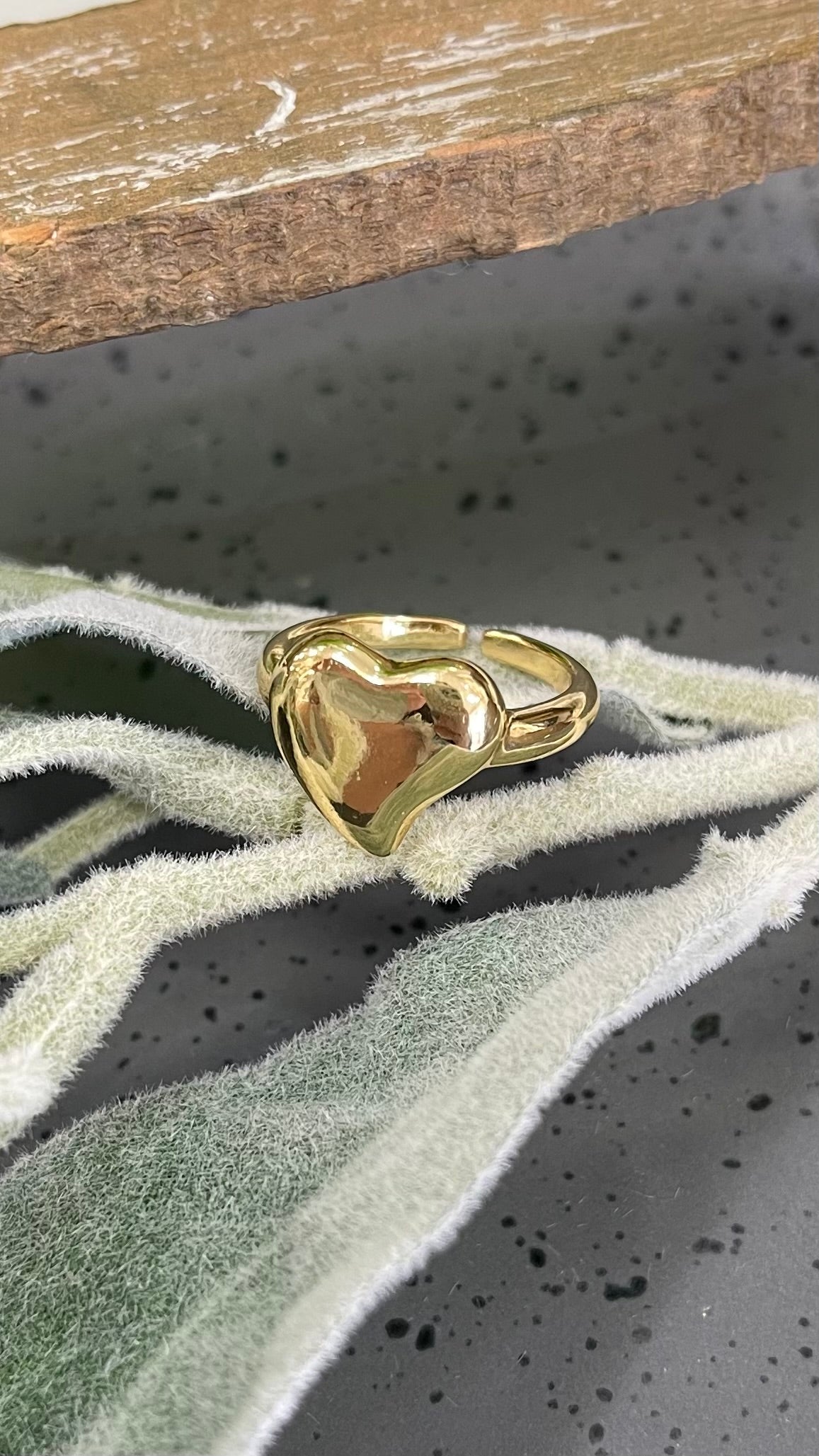 Small Asymmetric Heart Gold Ring