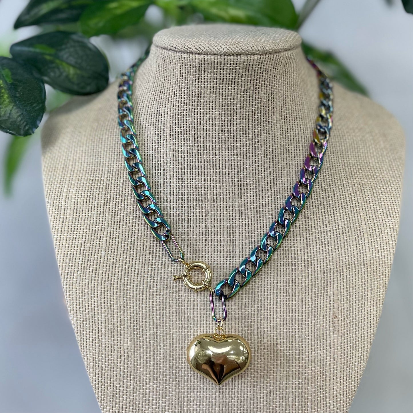 Litmus Necklace Gold Heart Bubble