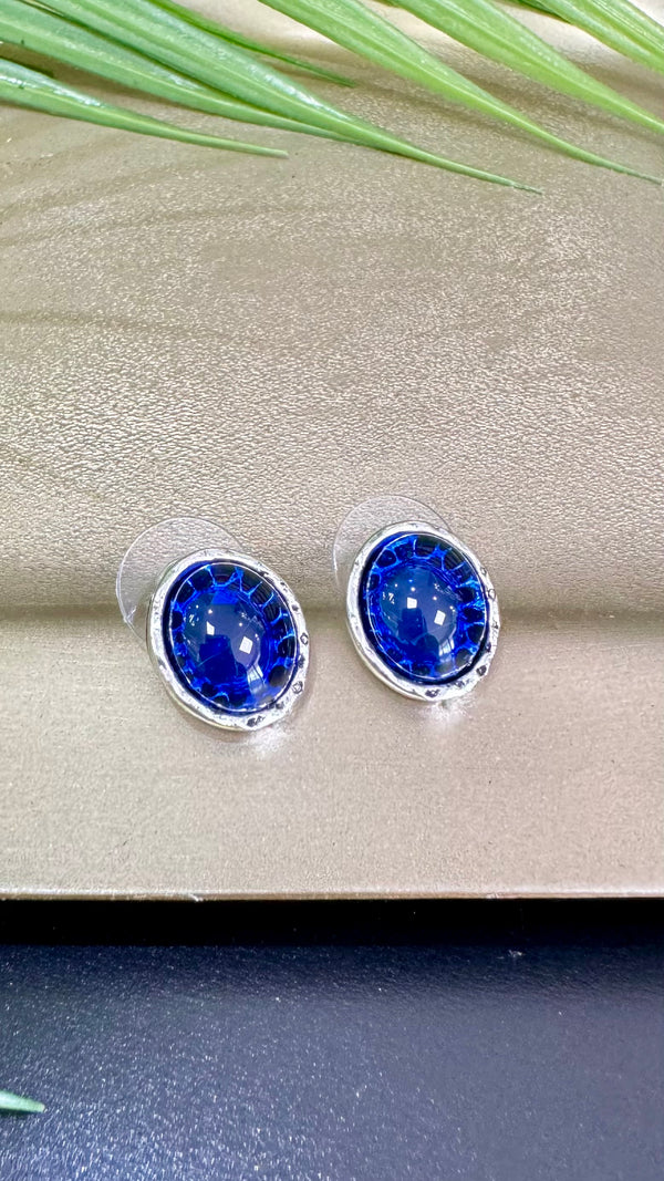 Blue Stone Silver Earrings