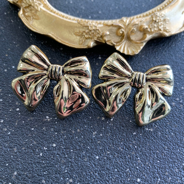 Big Bow Gold Earrings