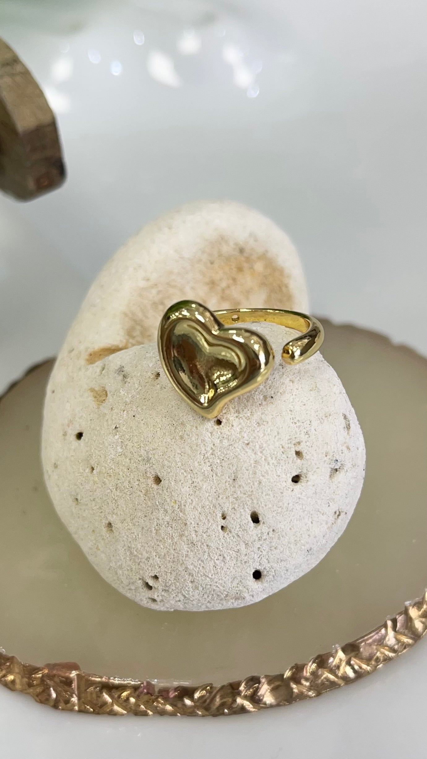 Asymmetric Heart Gold Ring