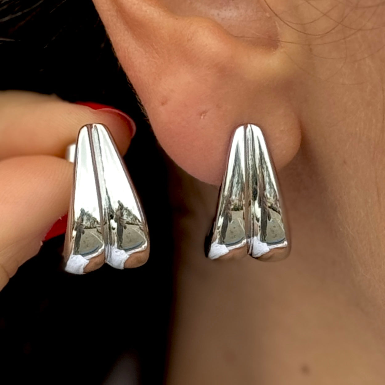 Double Drop Silver Earrings