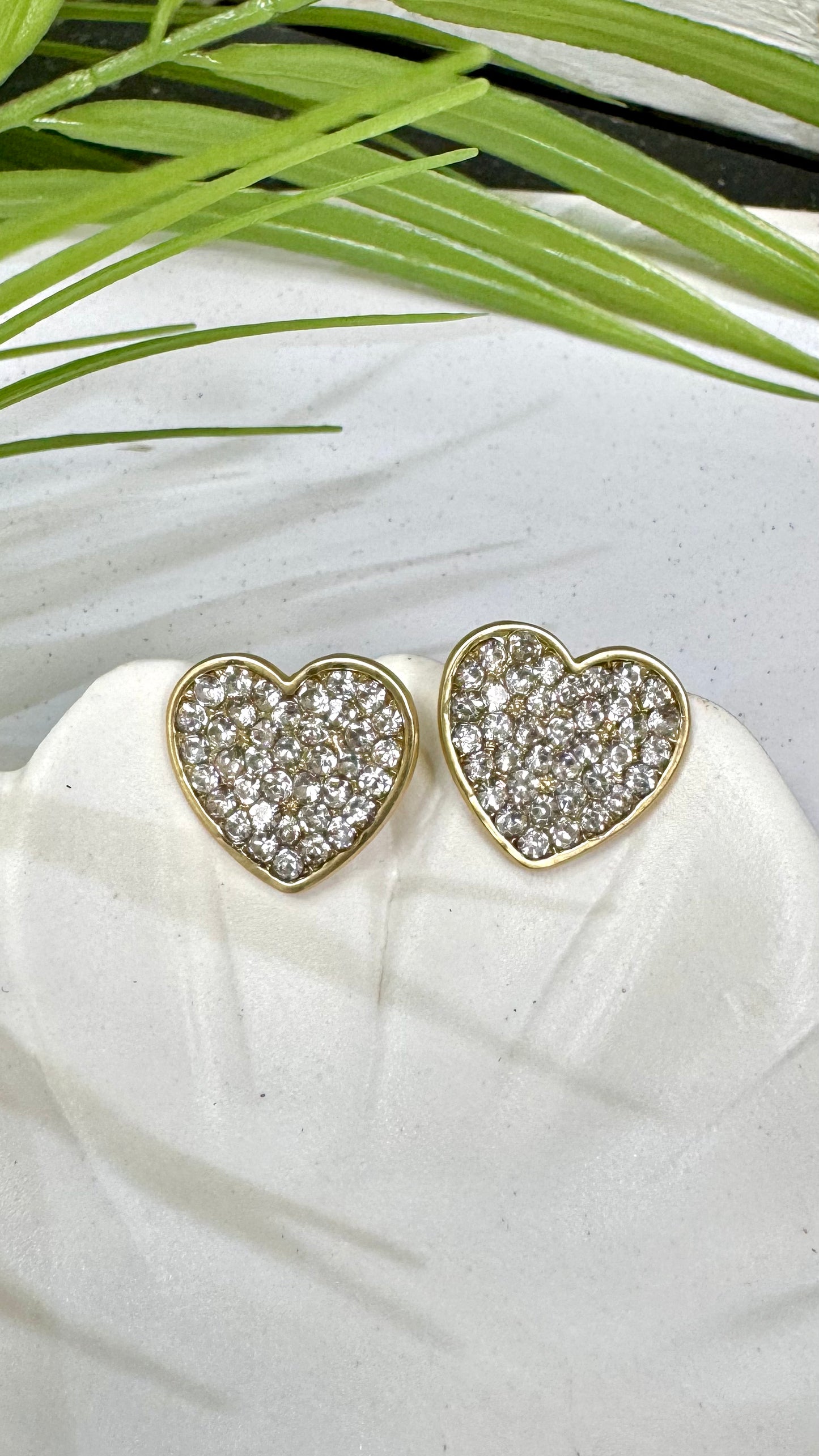 Crystal Heart Gold Earring