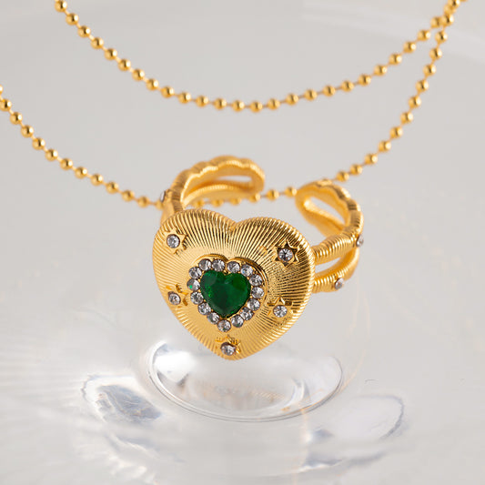 Heart With Emerald Gold Ring