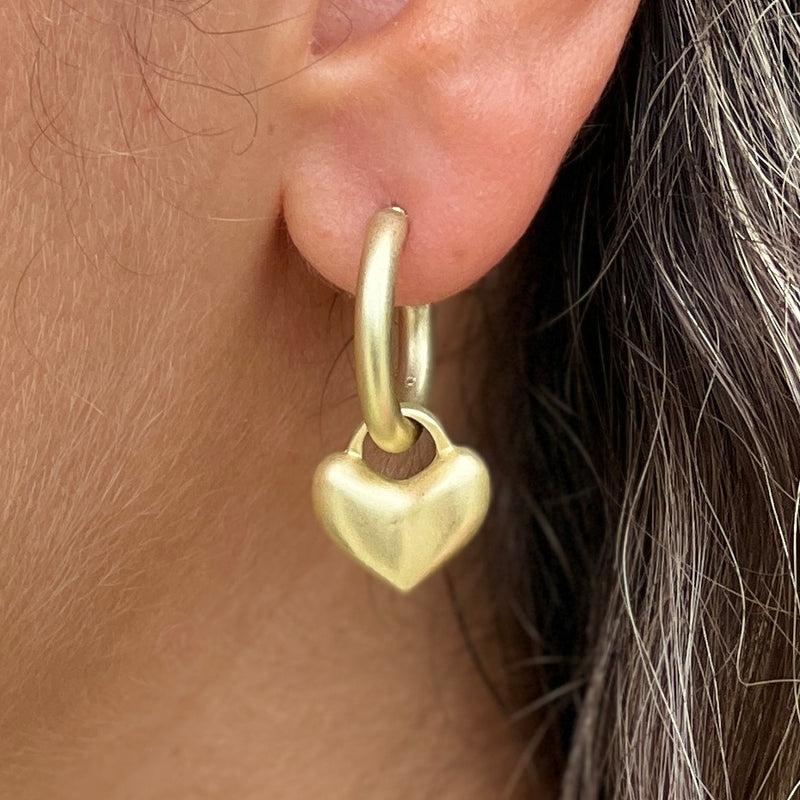 Hanging Heart Gold Earrings