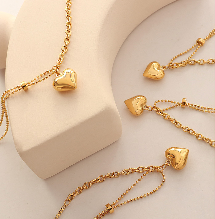 Split Bold Heart Gold Necklace