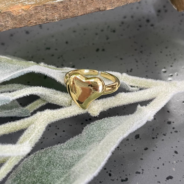 Small Asymmetric Heart Gold Ring