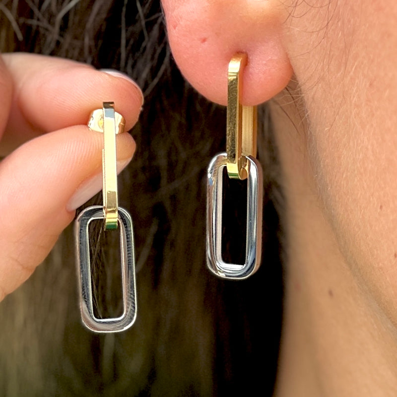 Two tone Link Earrings