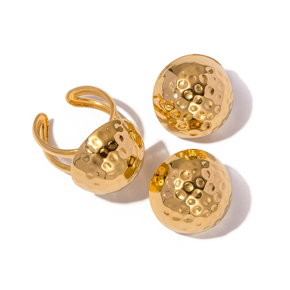 Hammered Round Gold Earrings