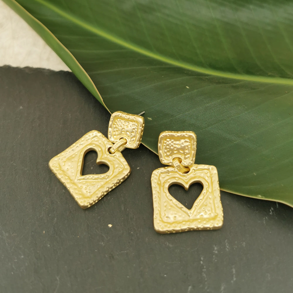 Hammered Gold Heart Earrings