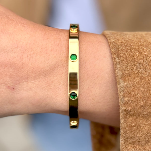 Green Points Quartz Gold Bangle