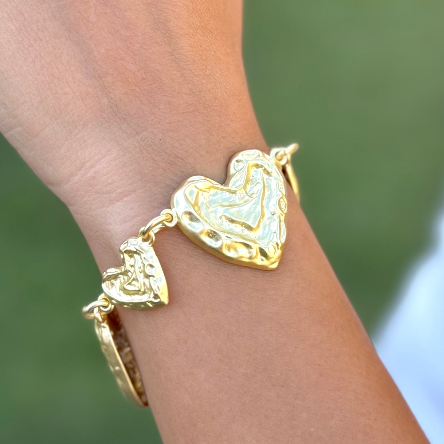 Texture Multi Heart Gold Bracelet